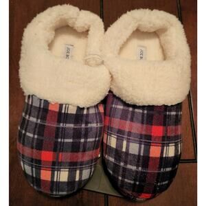 Joe Boxer Blue Plaid Slip-On Slippers Women's Size XL NWOT